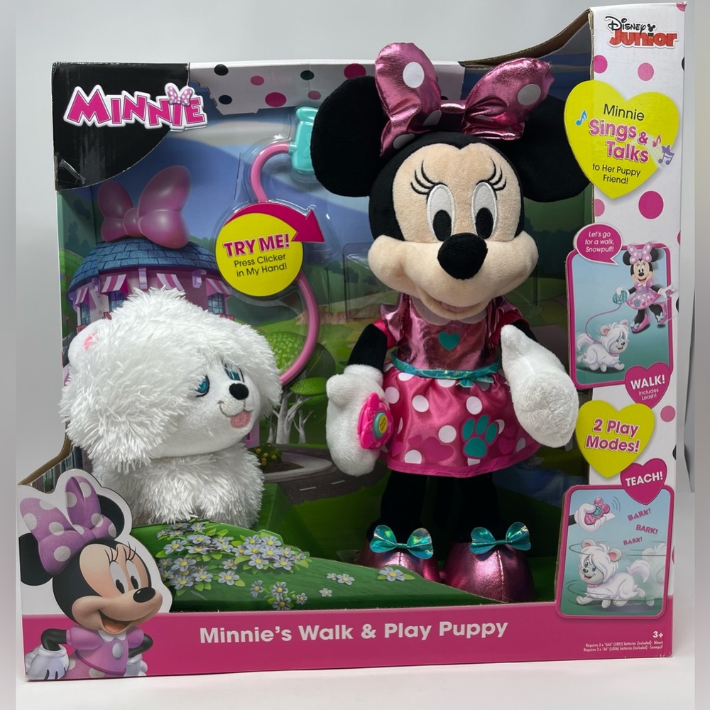 DISNEY: Minnie Mouse’s Walk and Play Puppy, NEW in Box.